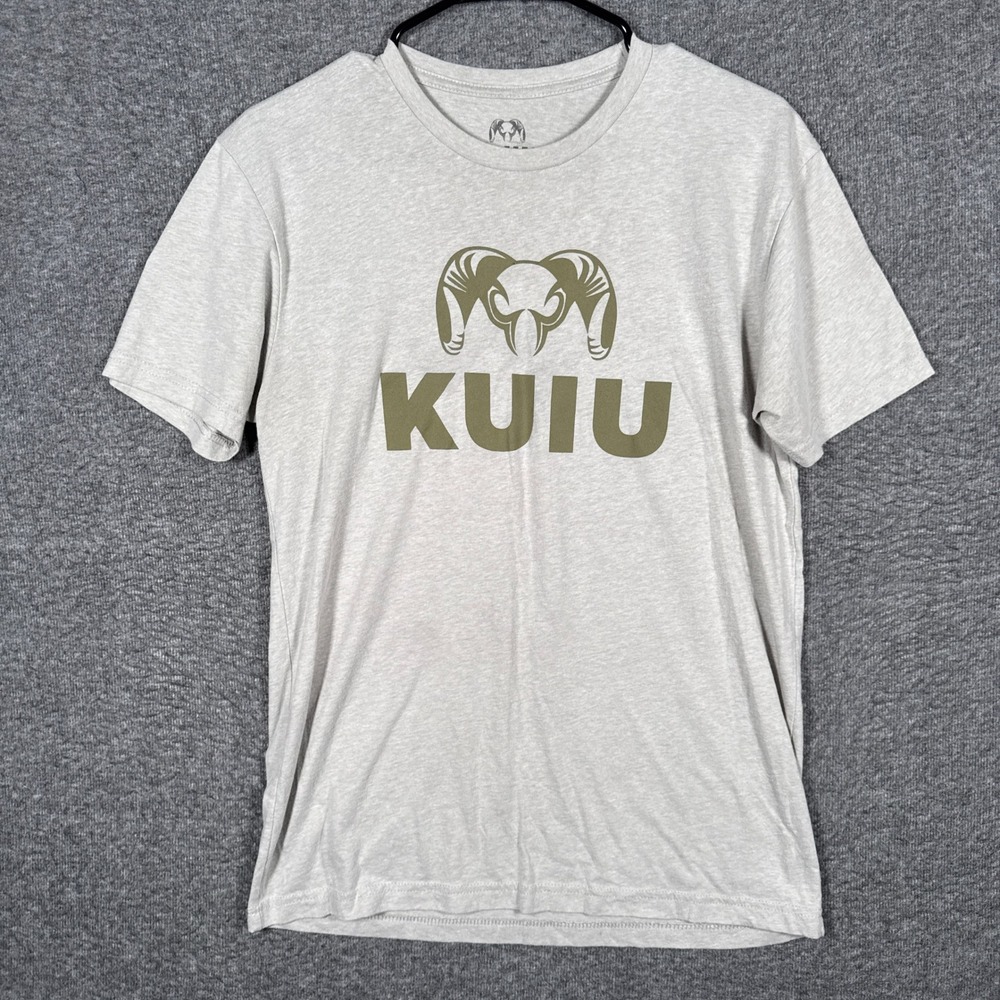 Kuiu T-Shirt Mens Medium Beige Ultralight Hunting Ram Logo Graphic Crew Tee